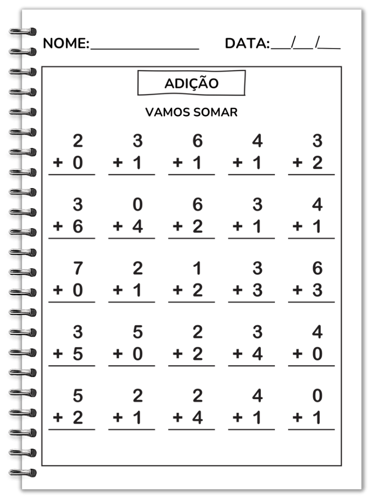 Atividade de adição para educação infantil