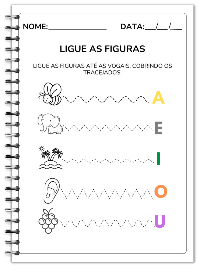 Atividade de ligar figuras e vogais